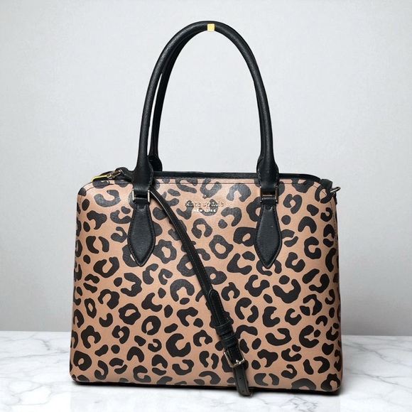 Kate Spade EUC Darcy Leopard Large Satchel Crossbody Shoulder Bag 🤩 🐆 - Picture 1 of 17